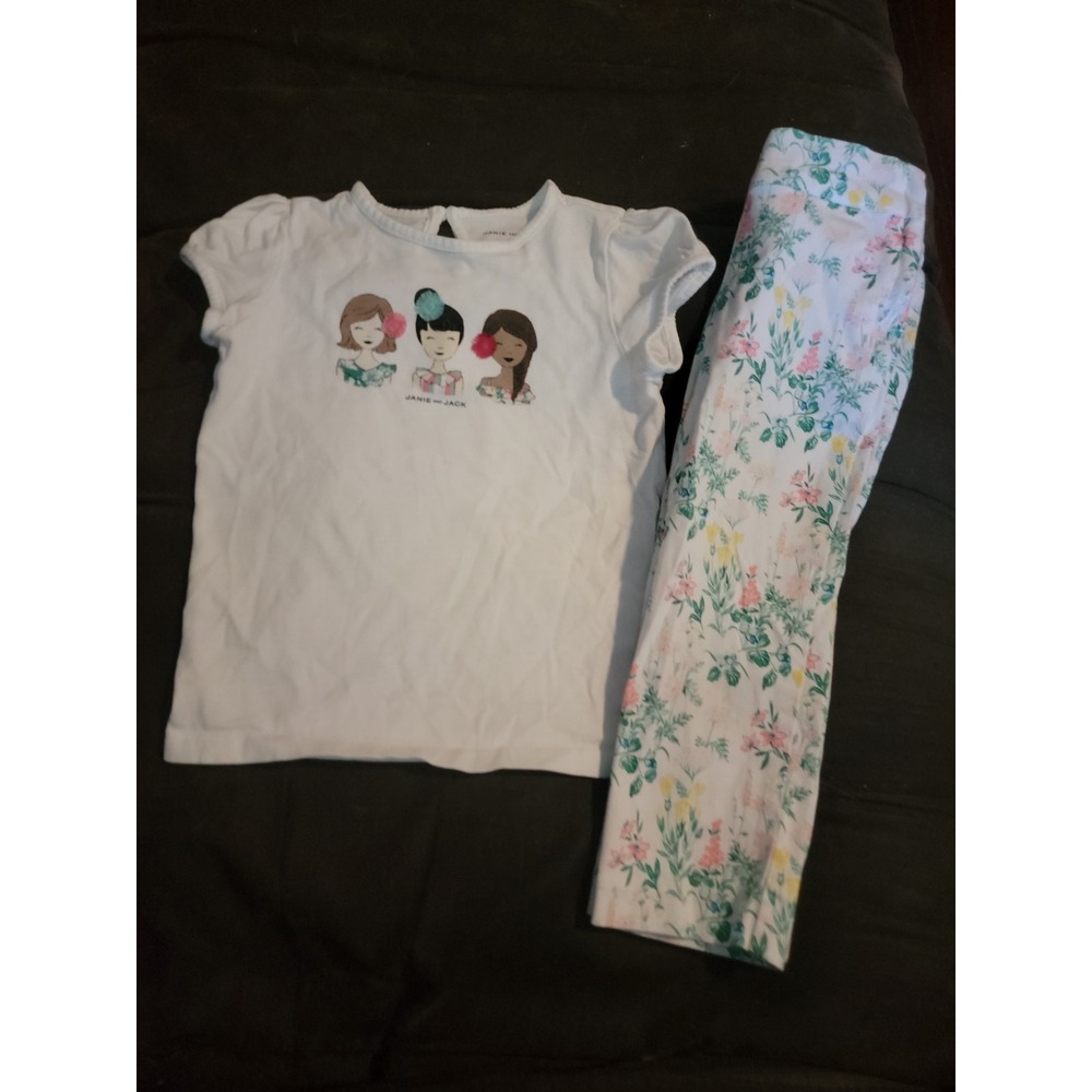 Janie and jack Easter bouquet top and floral‎ pants size 4